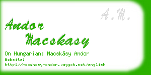 andor macskasy business card