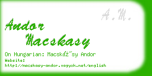 andor macskasy business card